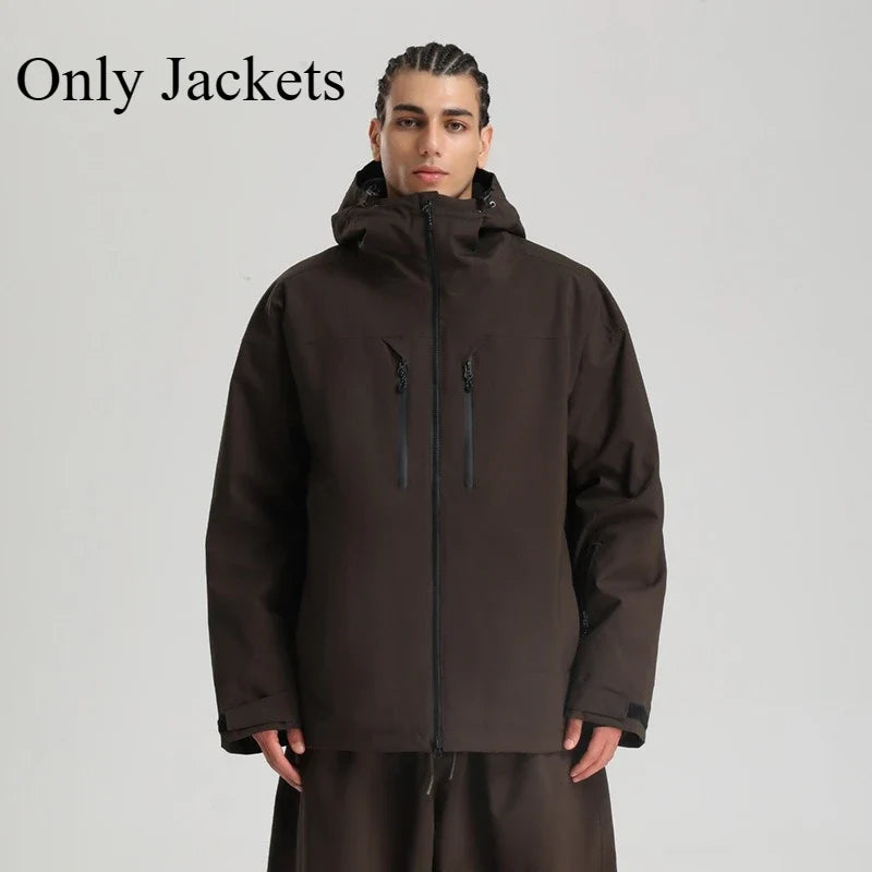 Winter Skijacke Snowboardjacke mit Kapuze und Reißverschlüssen Herren