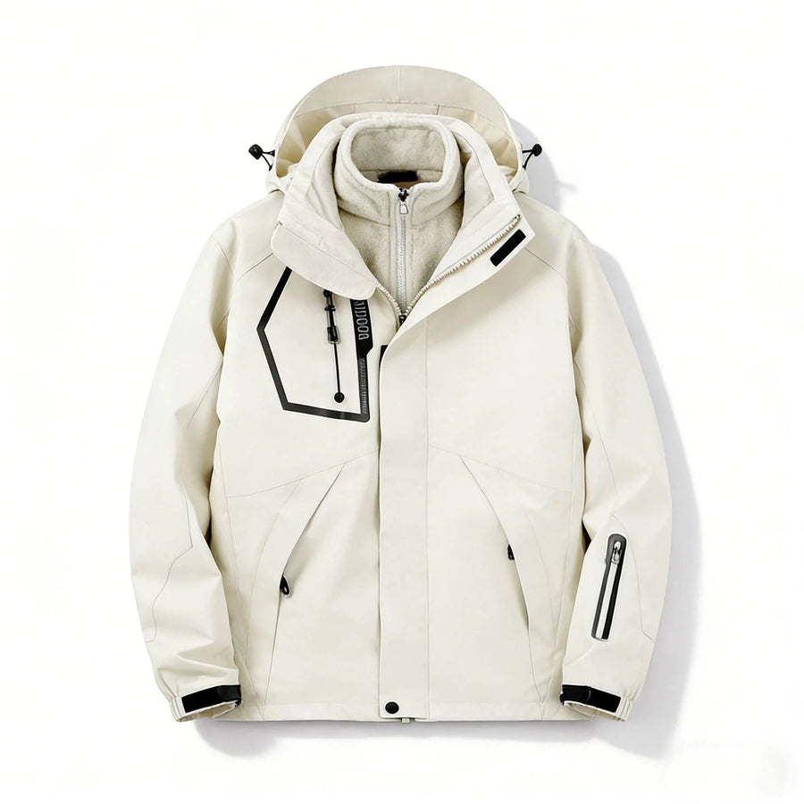 Unisex Outdoor Jacke 3-in-1, Wasserdicht mit Kapuze, Mehrere Taschen, Funktionsjacke
