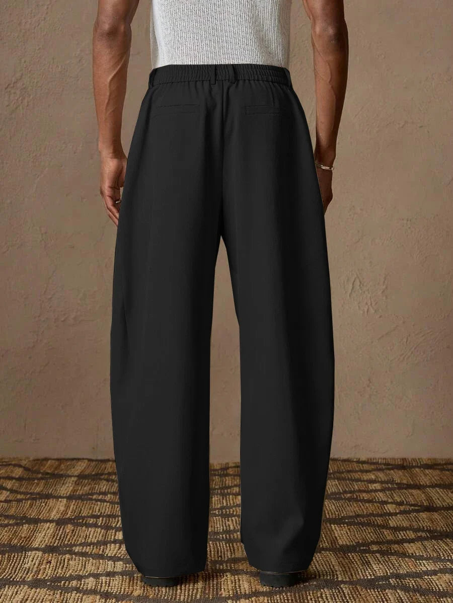 Herren Weite Hose mit Bundfalten und weitem Bein Beige