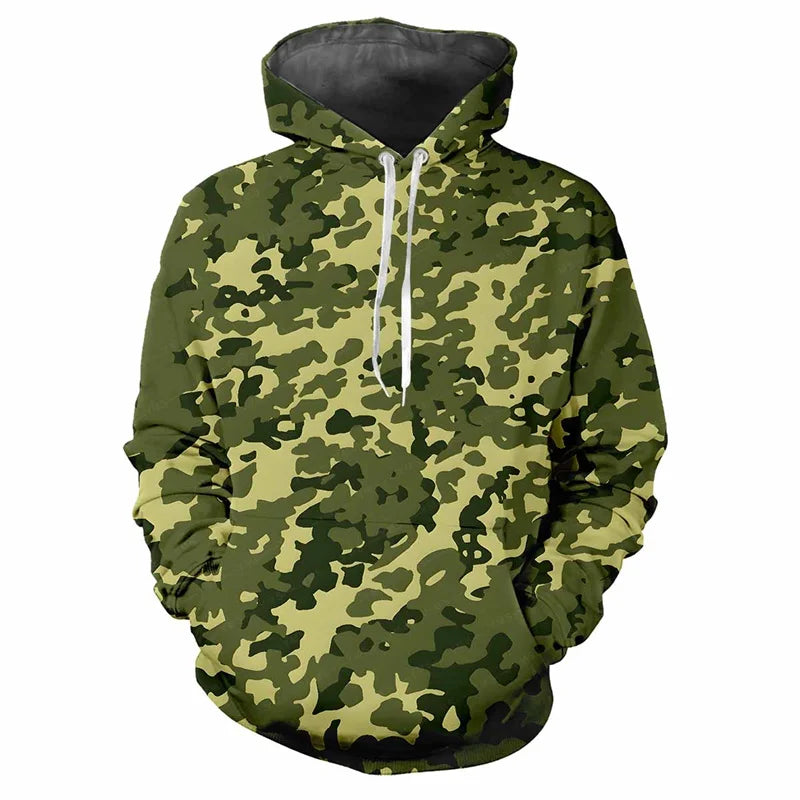Hoodie met capuchon, camouflagepatroon, kangoeroezak, unisex