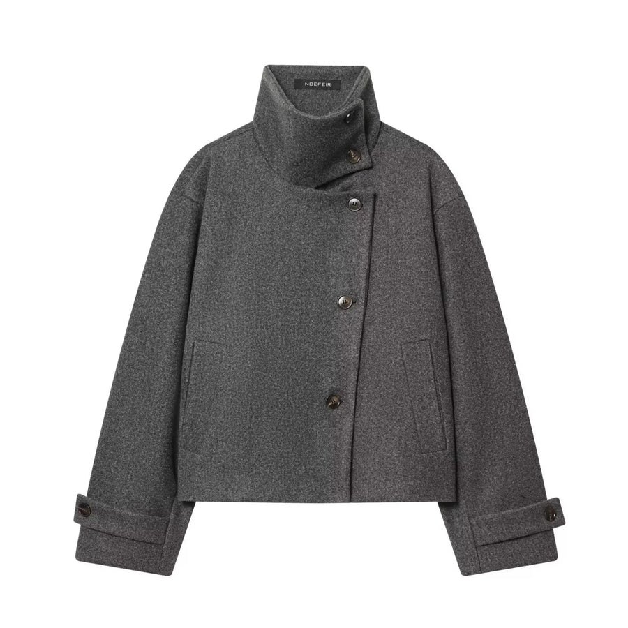 Damen Kurzjacke mit Stehkragen und seitlicher Knopfleiste