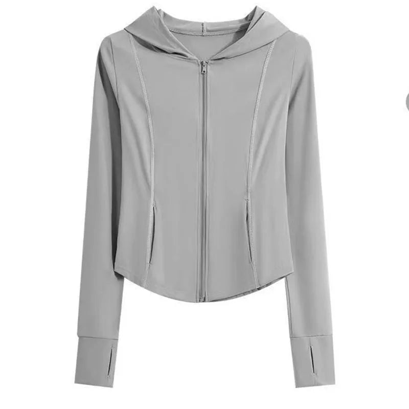 Damen Sportjacke Kapuzenjacke Langarm Reißverschluss