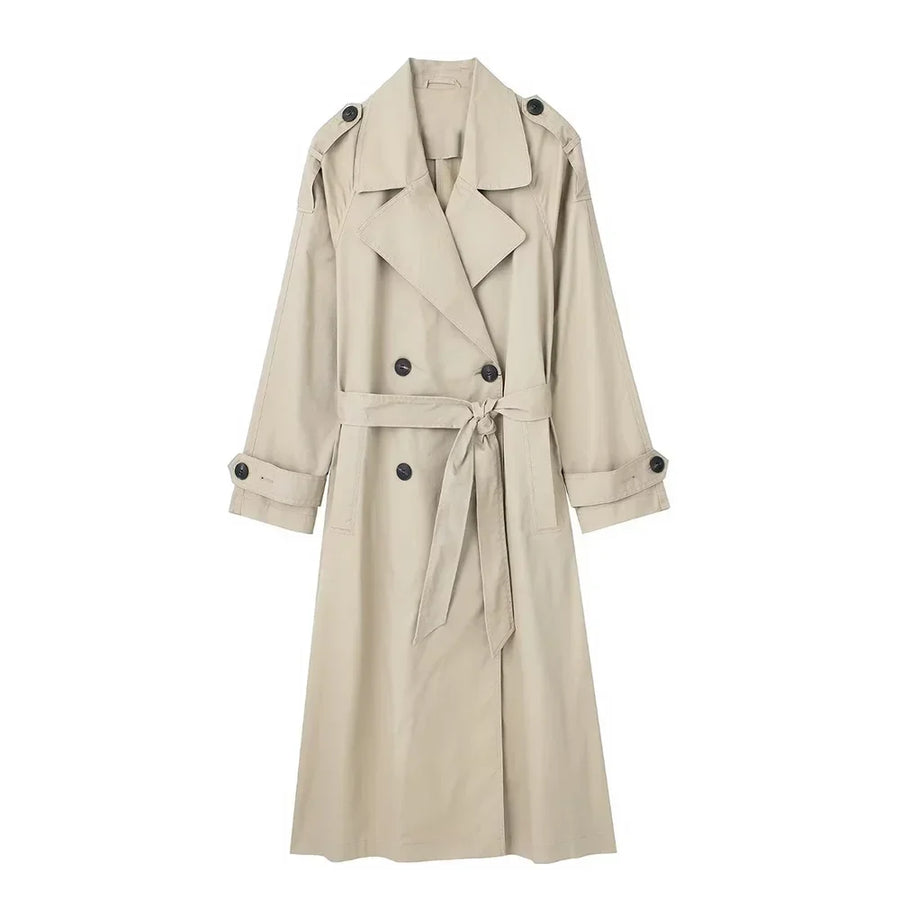 Damen Trenchcoat mit Bindegürtel und Reverskragen