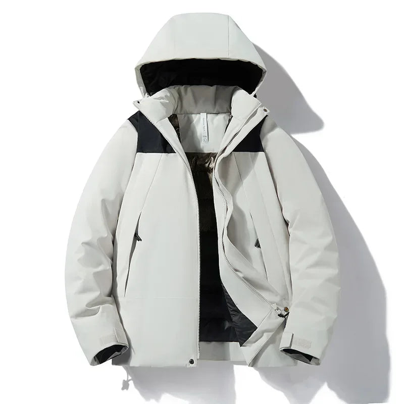Unisex Winterjacke mit Kapuze, gepolstert, Reißverschluss, warm