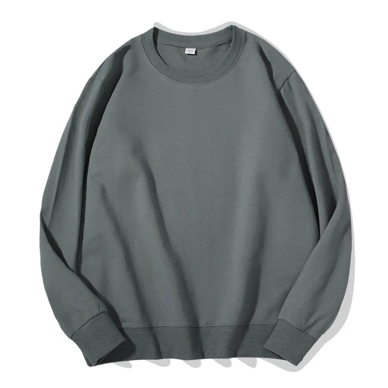 Unisex basic sweatshirt met ronde hals, lange mouwen, effen, geribde boorden, casual trui