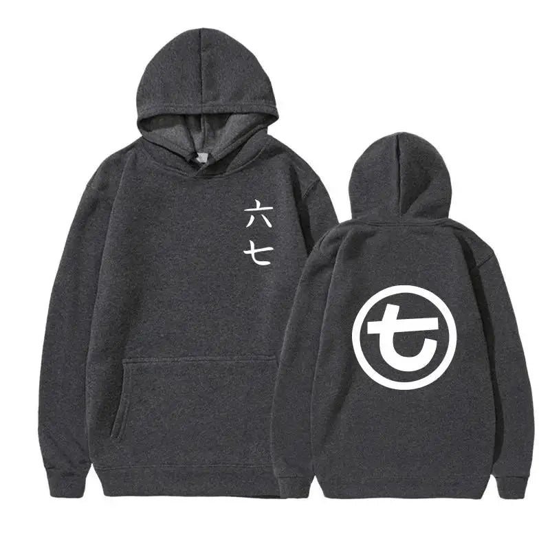 Hoodie met Chinese karakters en rond symbool, effen