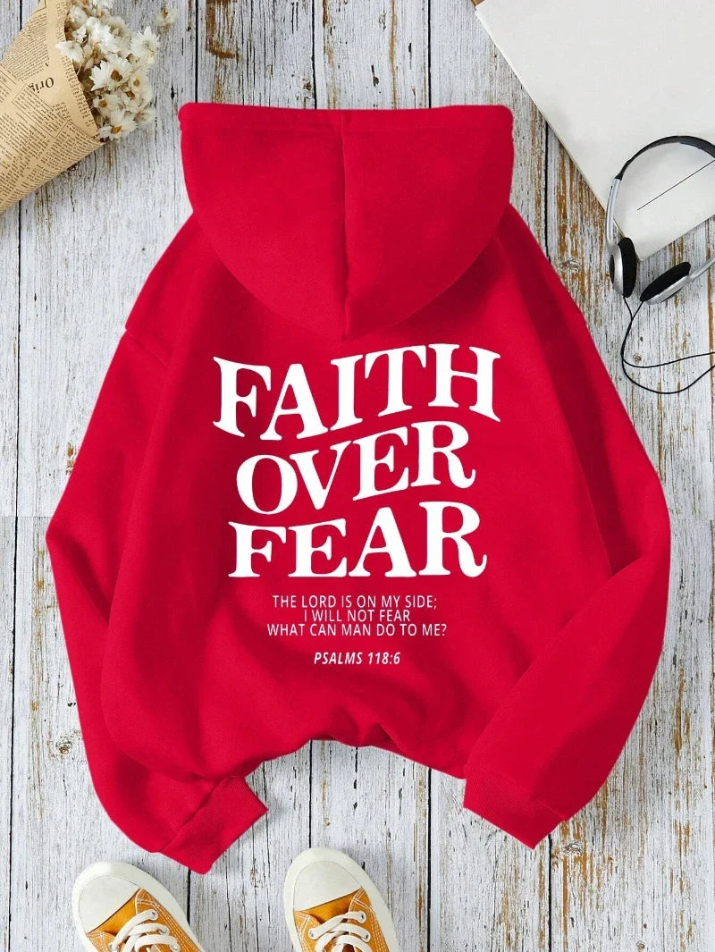 Hoodie met capuchon & tekstprint op de achterkant, lange mouwen, casual trui