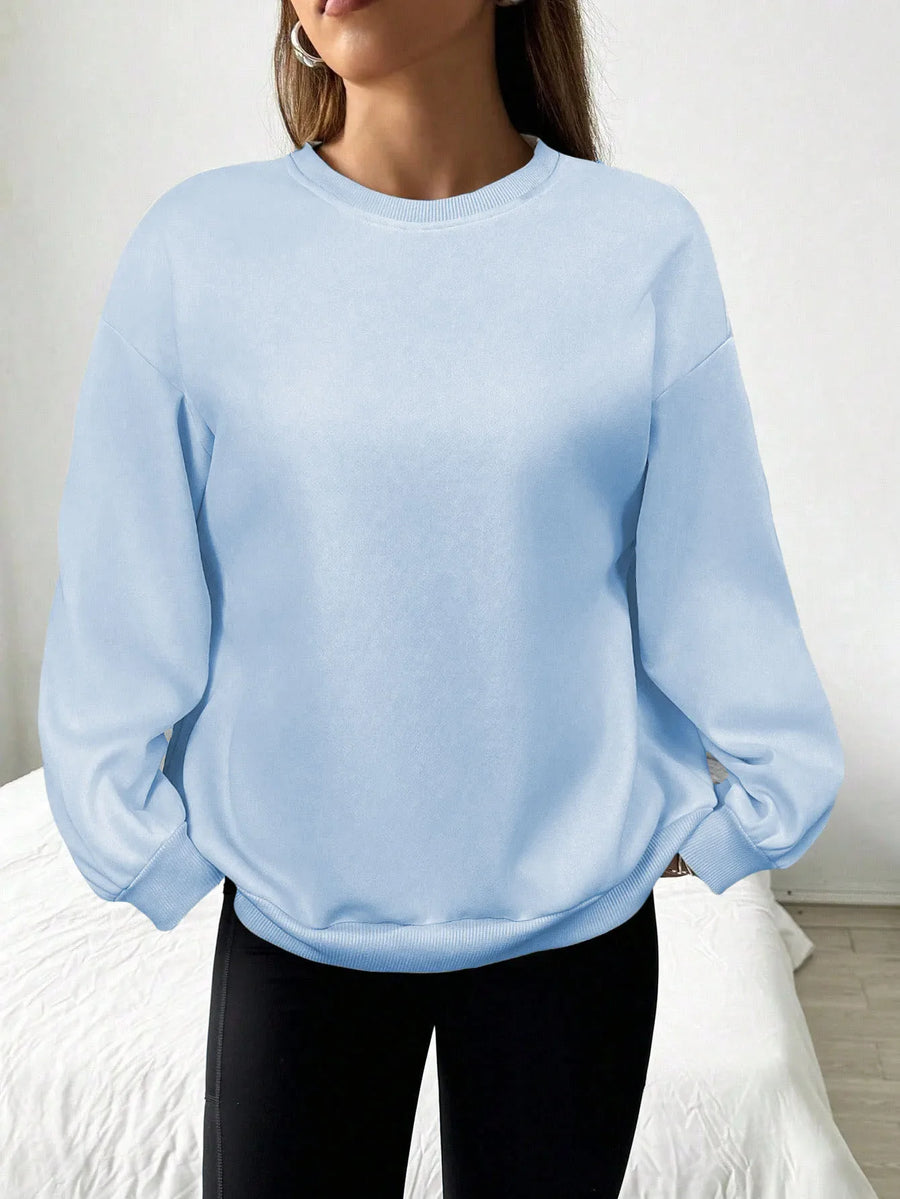 Grijs damessweatshirt met ronde hals, lange mouwen, oversized