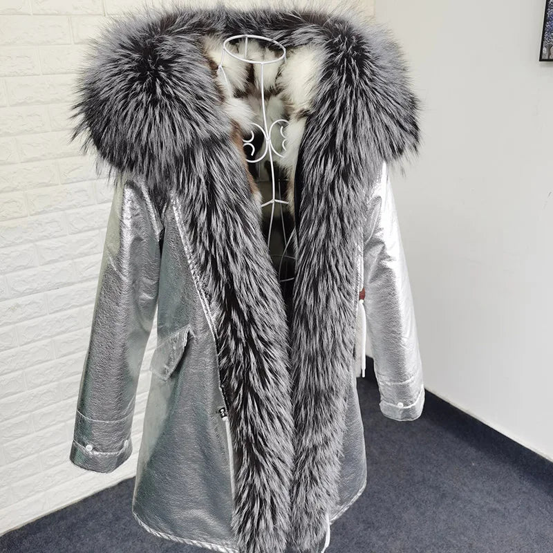 Damen Winterparka mit abnehmbarem Kunstpelzbesatz und Futter