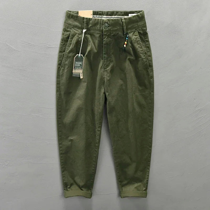 Olijfgroene chino-vrijetijdsbroek voor heren, katoenmix, casual