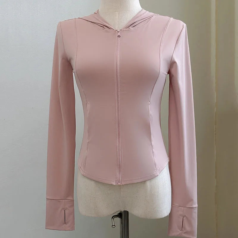 Damen Sportjacke Kapuzenjacke Langarm Reißverschluss