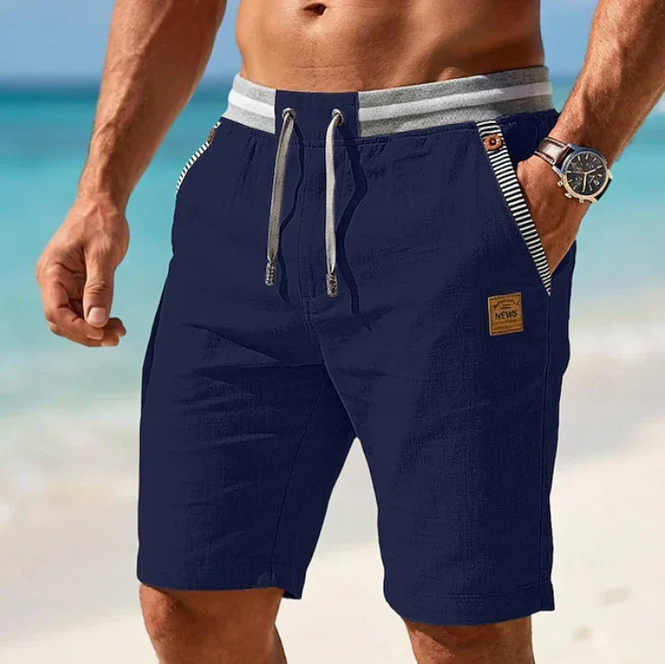Bermudashort voor heren met trekkoord en streeppatroon
