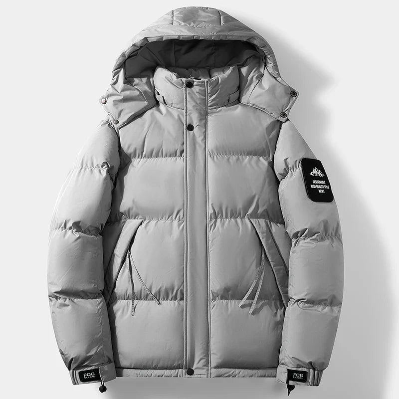 Unisex Winter Steppjacke mit Kapuze und Patches - Warm & Bequem