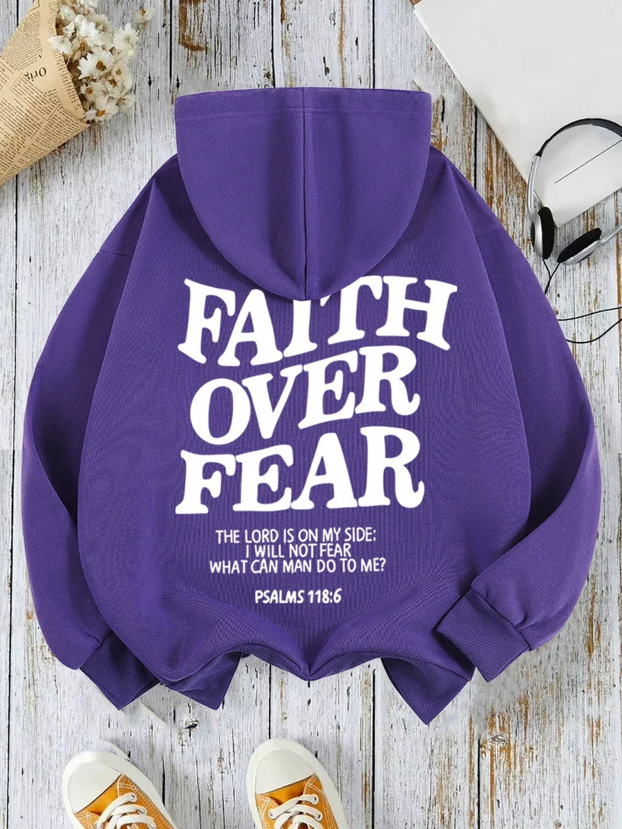 Hoodie met capuchon & tekstprint op de achterkant, lange mouwen, casual trui
