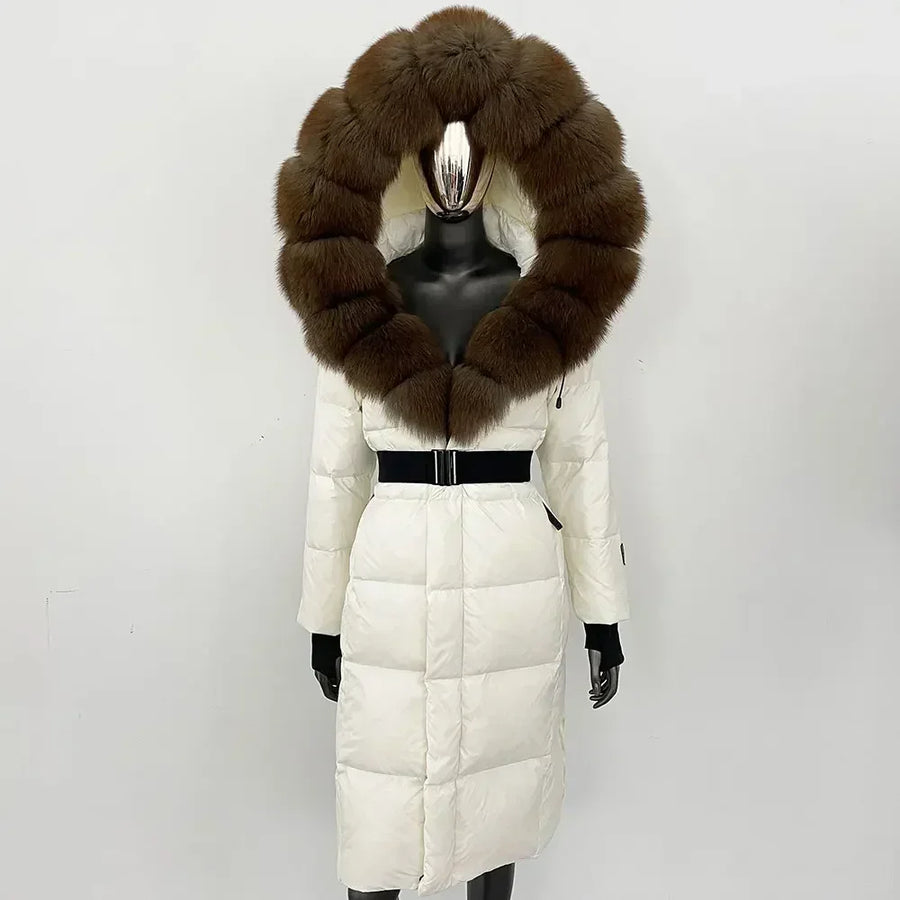 Damen Winter Steppmantel mit Kapuze und Fellkragen Schwarz Grau