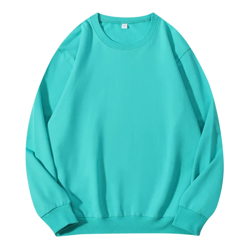 Unisex basic sweatshirt met ronde hals, lange mouwen, effen, geribde boorden, casual trui