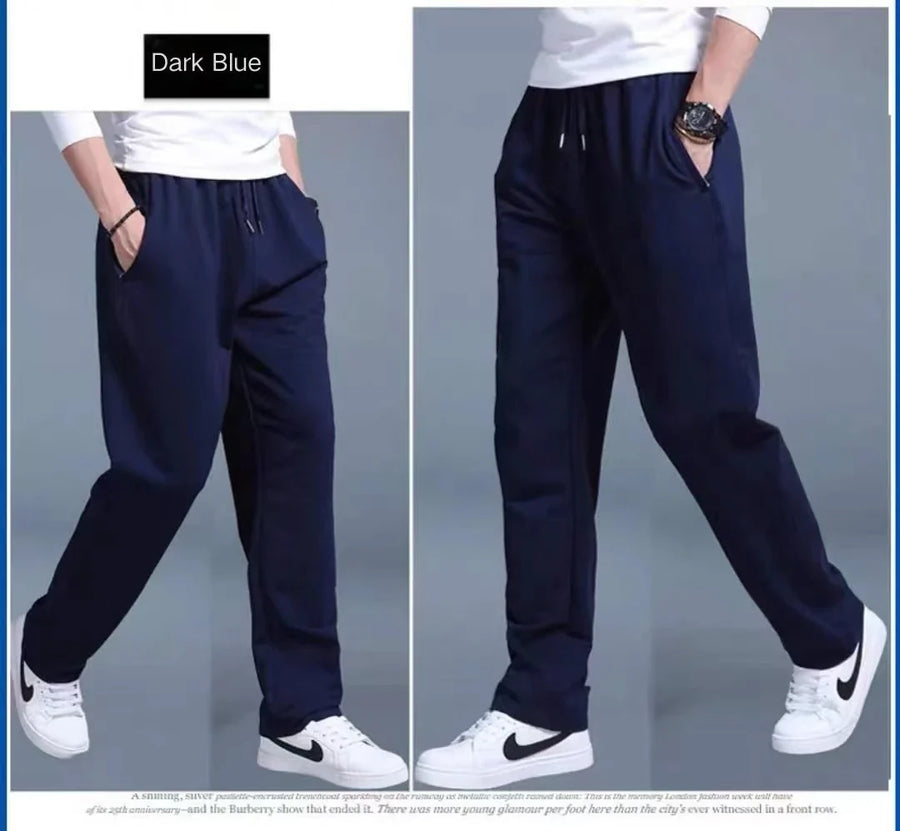 Heren vrijetijdsbroek donkerblauw met trekkoord en zakken