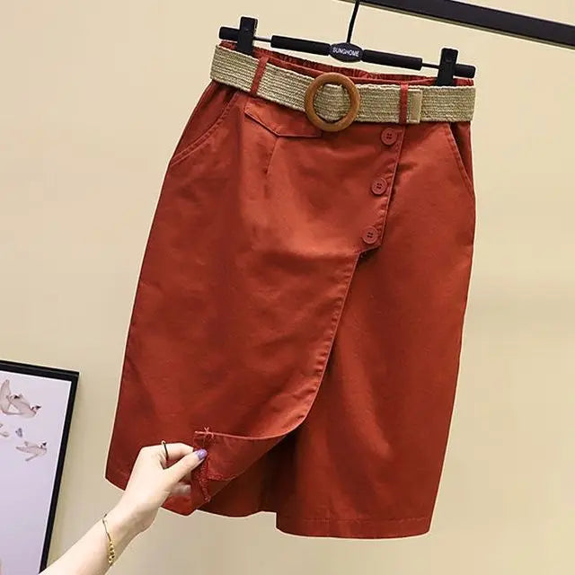 Wikkelrokshorts voor dames met riem en knopen