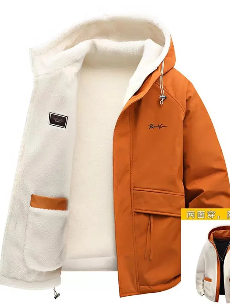 Herren Winterjacke mit Kapuze und weichem Innenfutter – Beige