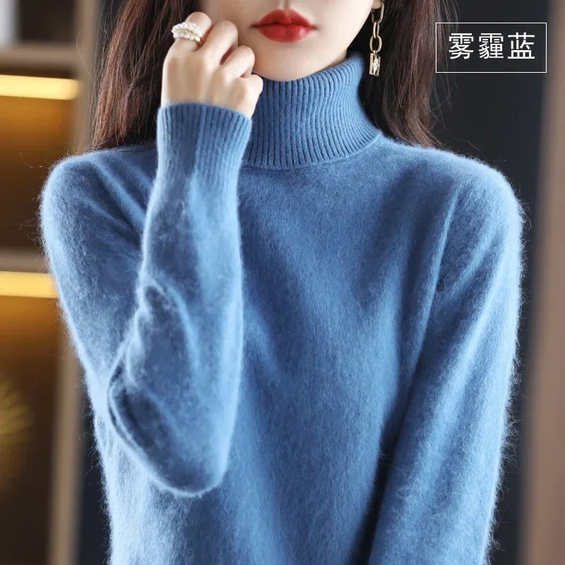 Damen Rollkragenpullover Langarm Strickpullover Weiches Material