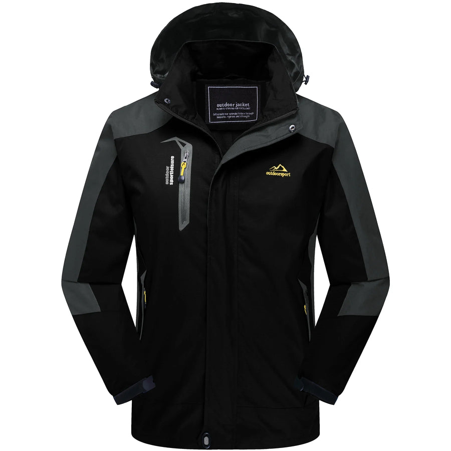 Outdoor Jacke mit Kapuze für Herren, Zweifarbig, Reißverschluss, Wasserabweisend