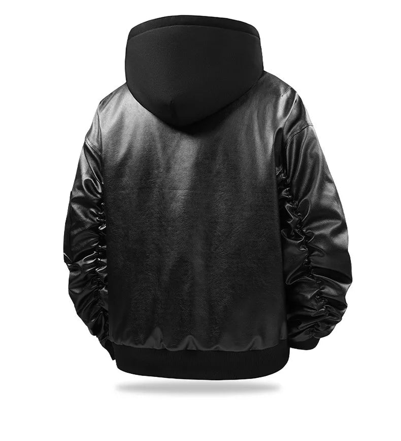 Herren Bomberjacke mit Kapuze, Schwarz