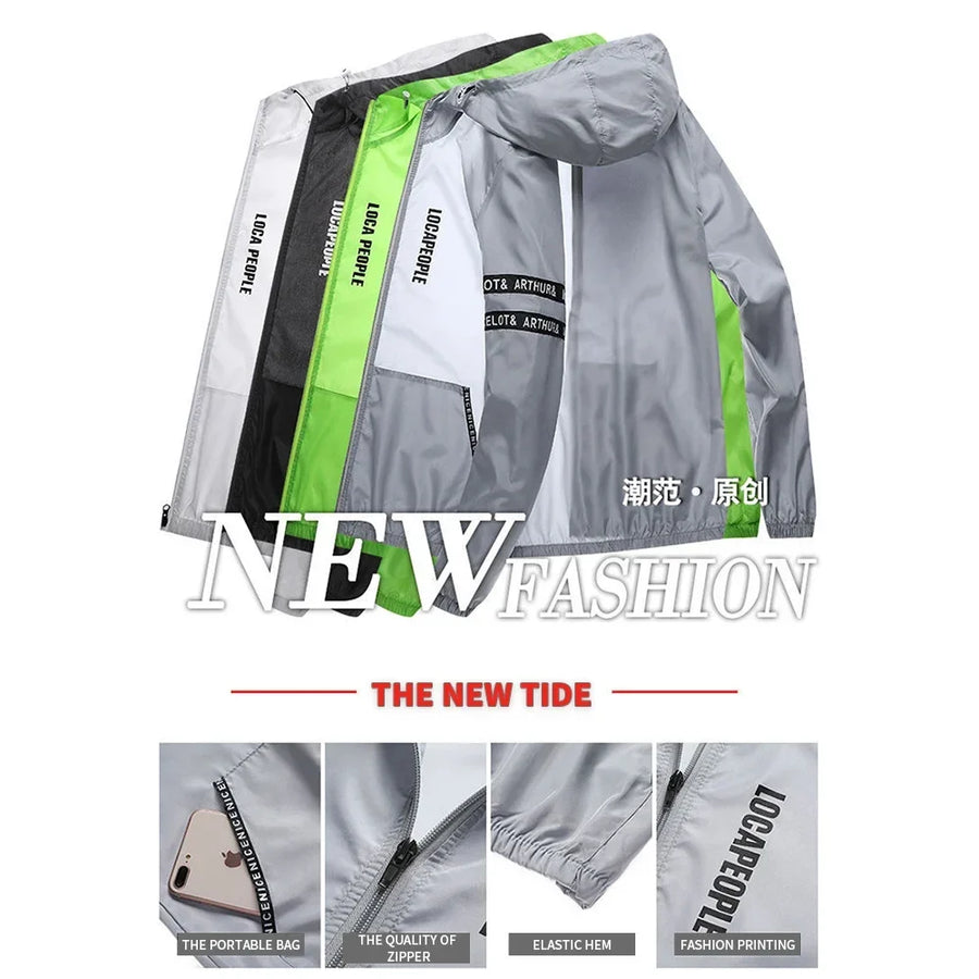 Leichte Kapuzenjacke Windbreaker mit Reißverschluss Unisex