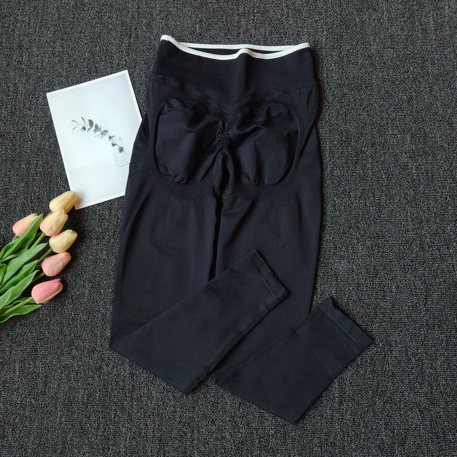 High-waist scrunch-buttlegging met rimpeldetail in verschillende kleuren