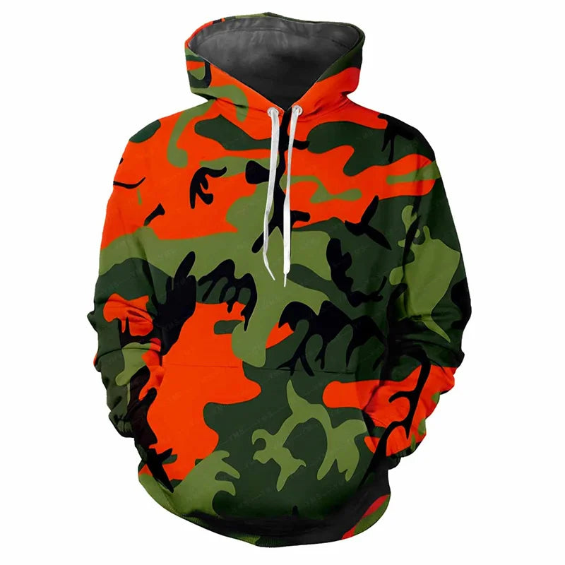 Hoodie met capuchon, camouflagepatroon, kangoeroezak, unisex