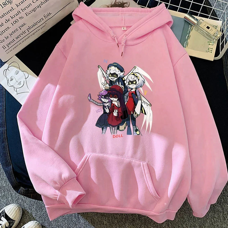 Unisexhoodie met kangoeroezak en anime-opdruk