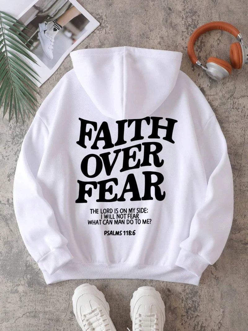 Hoodie met capuchon & tekstprint op de achterkant, lange mouwen, casual trui