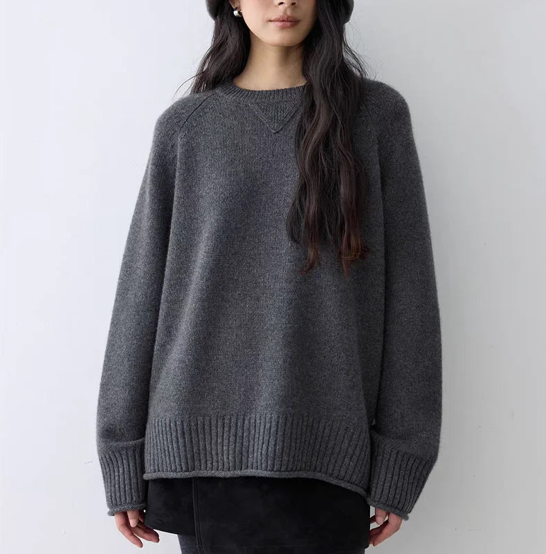 Dames raglantrui voor dames met ronde hals, grijs