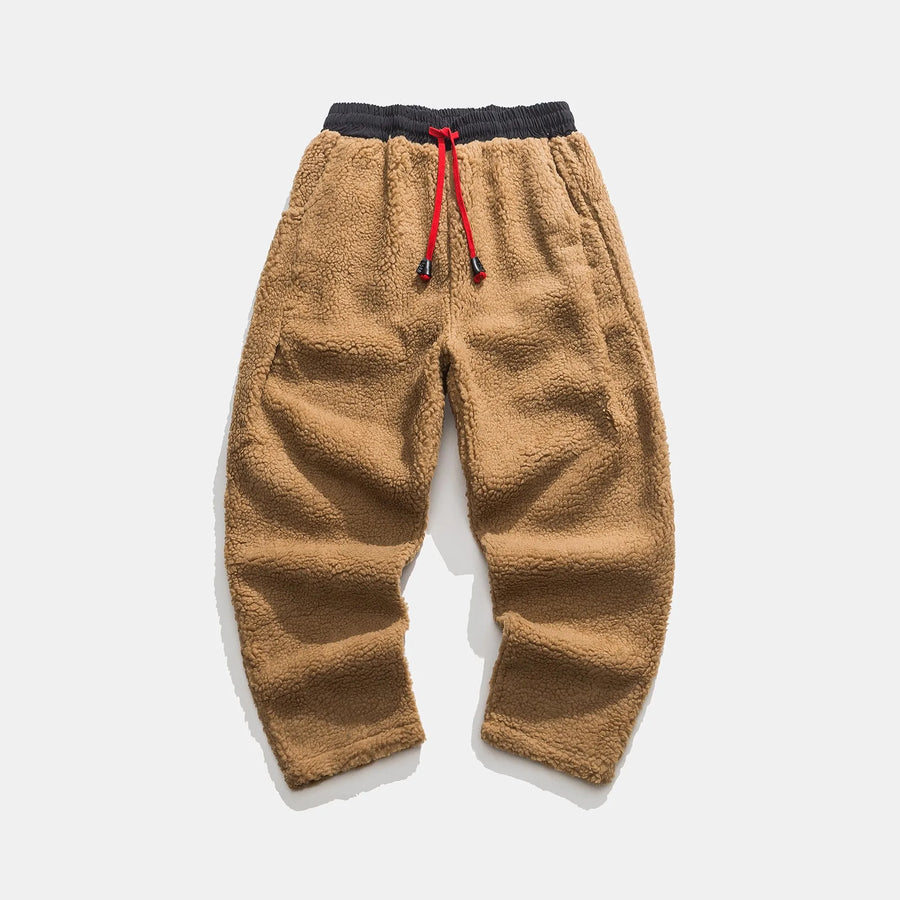 Unisex joggingbroek van teddyfleece, zachte broek met trekkoord voor heren & dames
