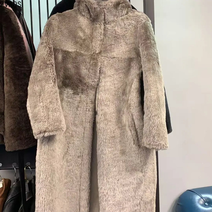 Brauner Wende-Kurzmantel mit Kapuze für Damen