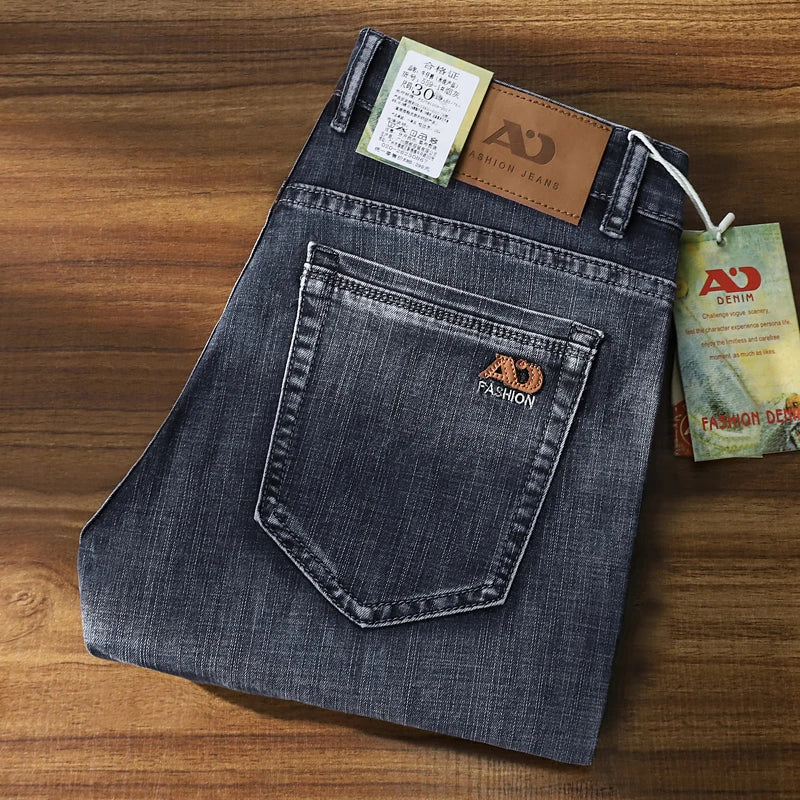 Herren Jeans Hose Denim mit geradem Bein Hellblau