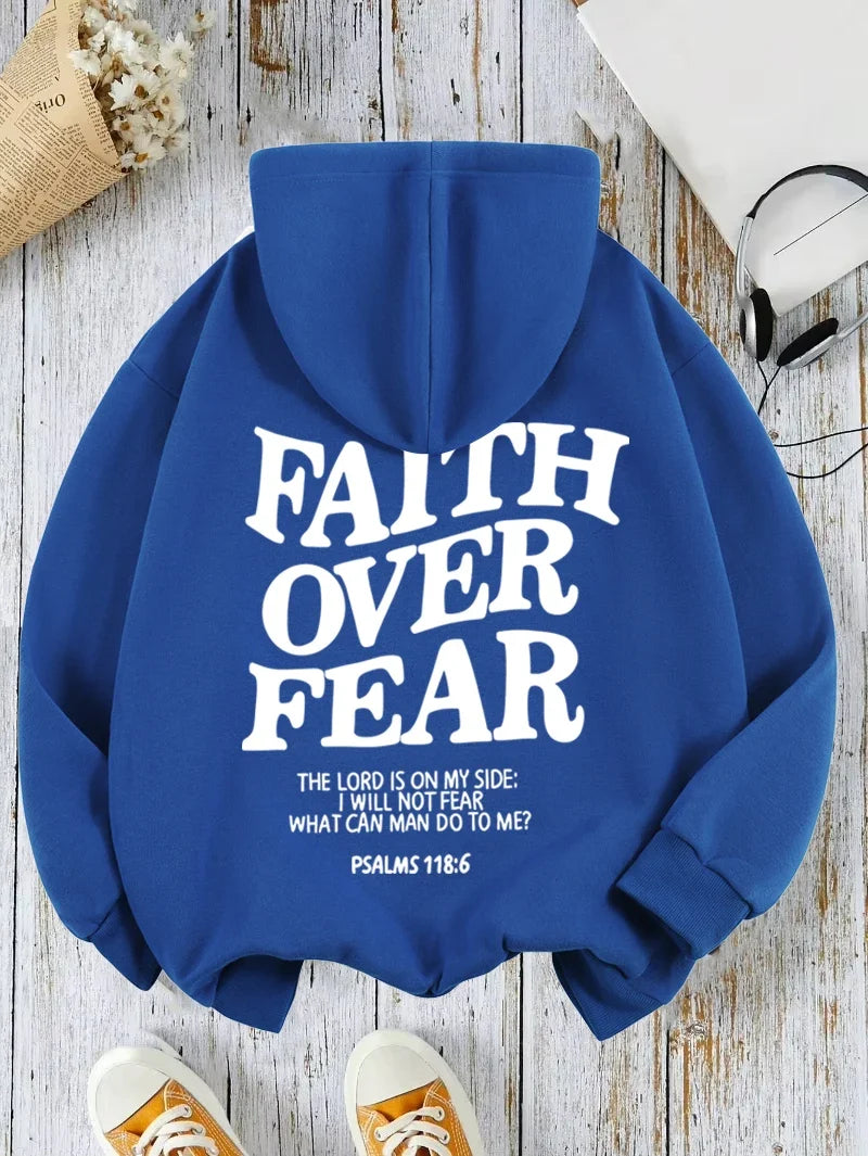 Hoodie met capuchon & tekstprint op de achterkant, lange mouwen, casual trui