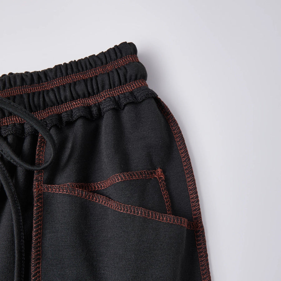 Damen Freizeithose Weites Bein Elastischer Bund Kordelzug Cargo-Taschen