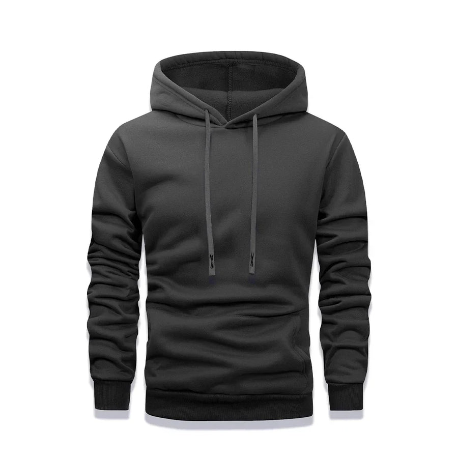 Herenhoodie met capuchon, kangoeroezak, effen kleur
