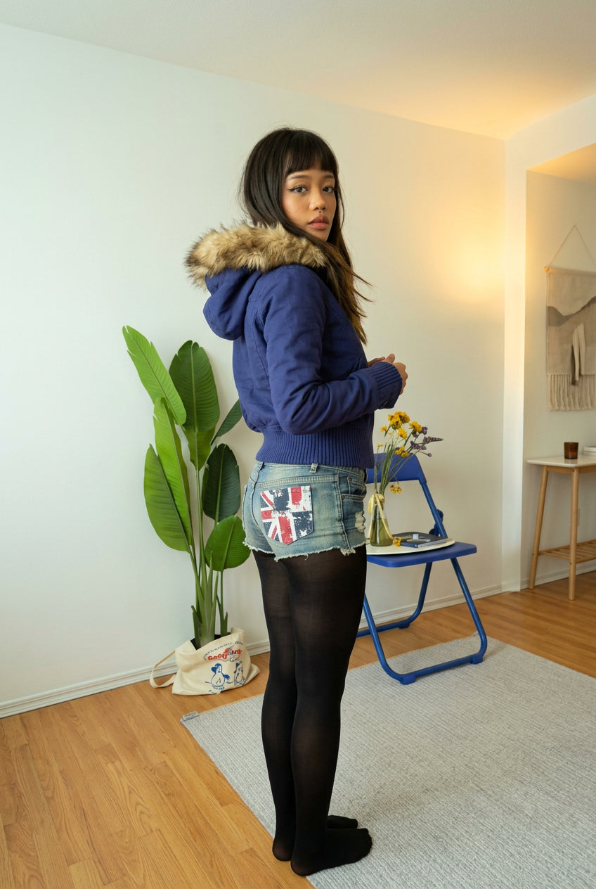 Damen Bomberjacke mit Kapuze und Kunstpelzbesatz
