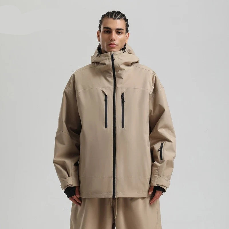 Winter Skijacke Snowboardjacke mit Kapuze und Reißverschlüssen Herren