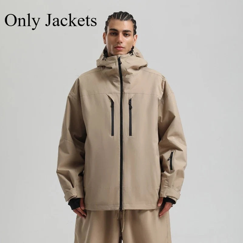 Winter Skijacke Snowboardjacke mit Kapuze und Reißverschlüssen Herren