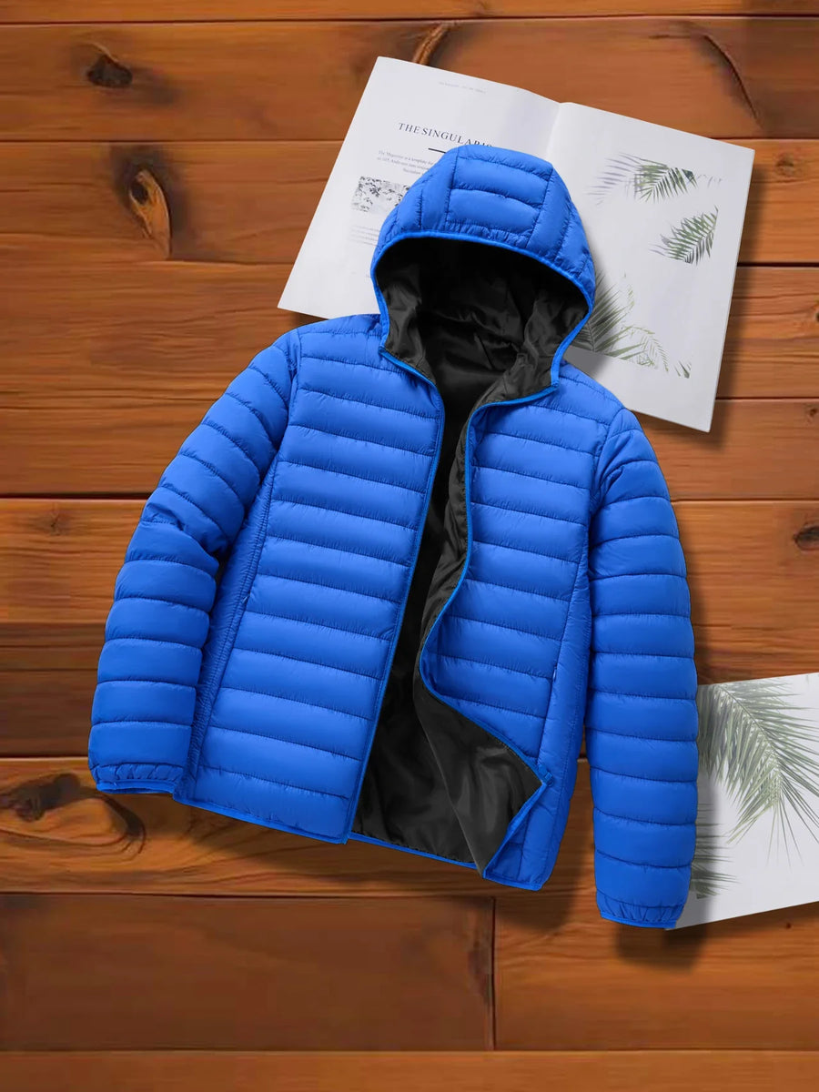 Gepolsterte Leichte Steppjacke mit Kapuze und Reißverschluss, gefüttert