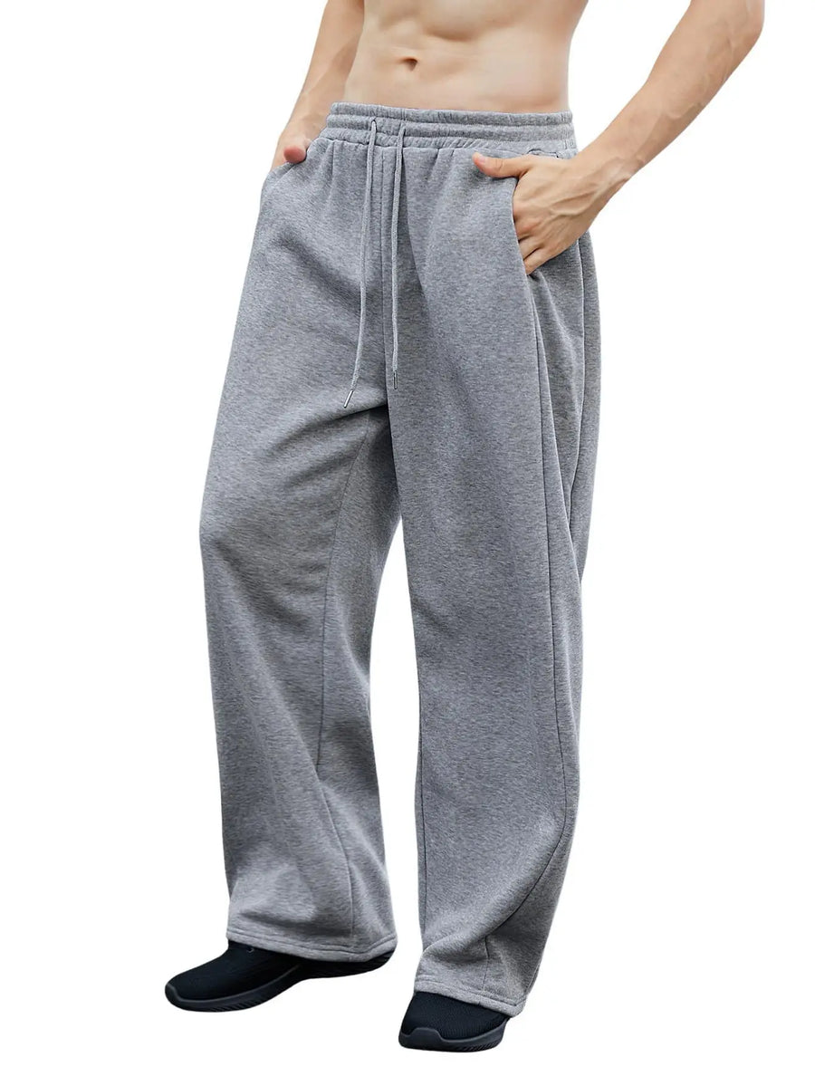 Zwarte unisex joggingbroek met wijde pijpen en trekkoord