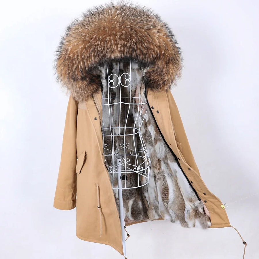 Damen Winterparka mit abnehmbarem Kunstpelzbesatz und Futter