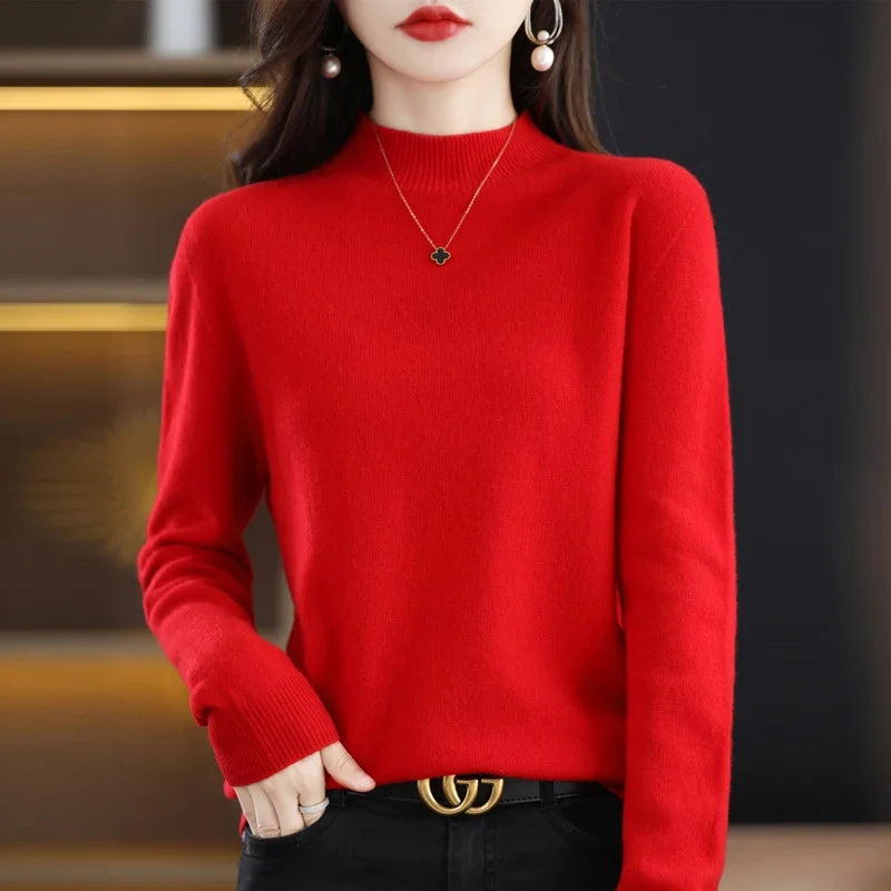 Damen Pullover mit Stehkragen Langarm