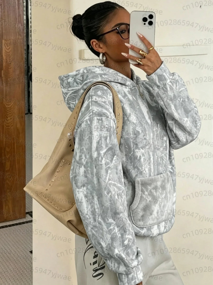 Dames-hoodie met camouflagepatroon en kangoeroezak