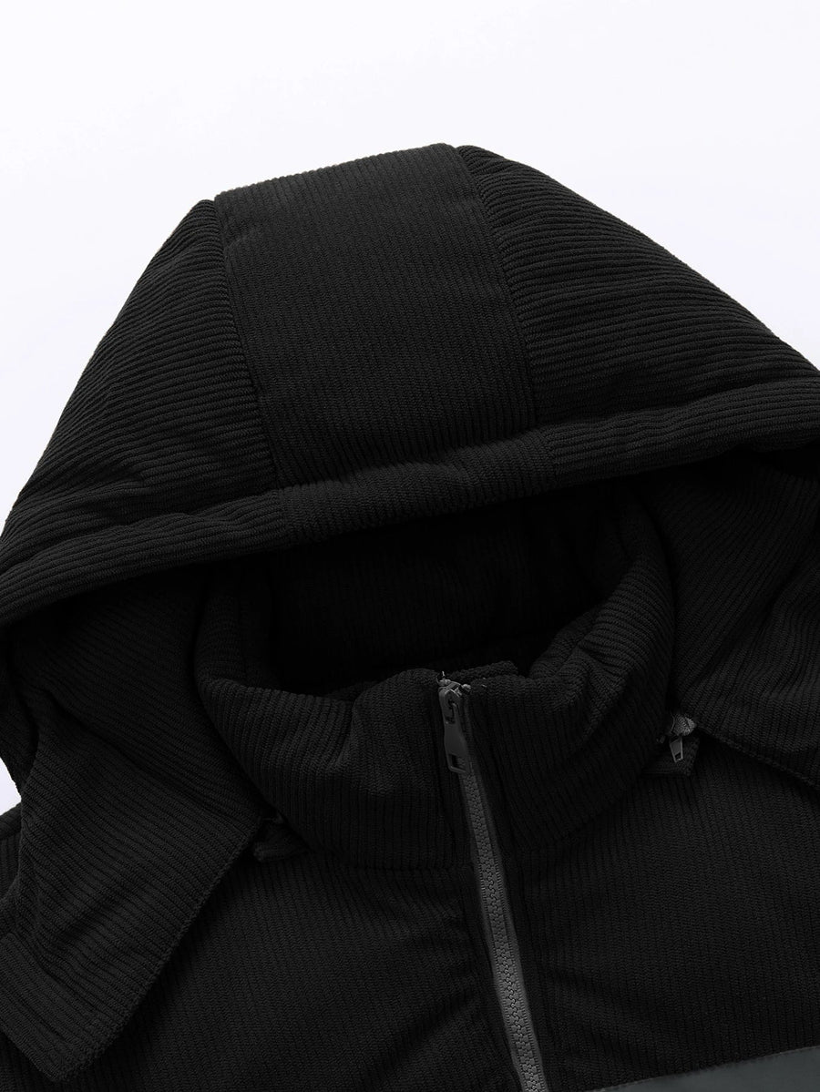 Winter Steppjacke mit Kapuze und Cord-Details für Herren, warm und winddicht