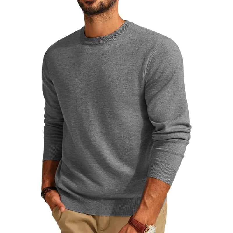 Heren pullover met ronde hals in wijnrood