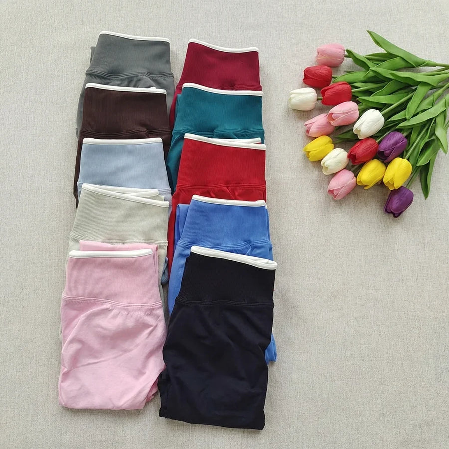 High-waist scrunch-buttlegging met rimpeldetail in verschillende kleuren