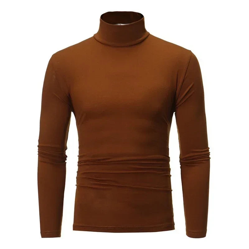 Heren colshirt met lange mouwen, nauwsluitend, effen